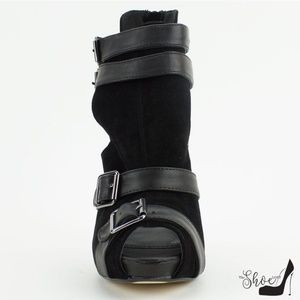 The Shoe Loft Shoes - Spy Black Peep Toe Cut Out Heels The Shoe Loft Shoes - Spy Black Peep Toe Cut Out Heels